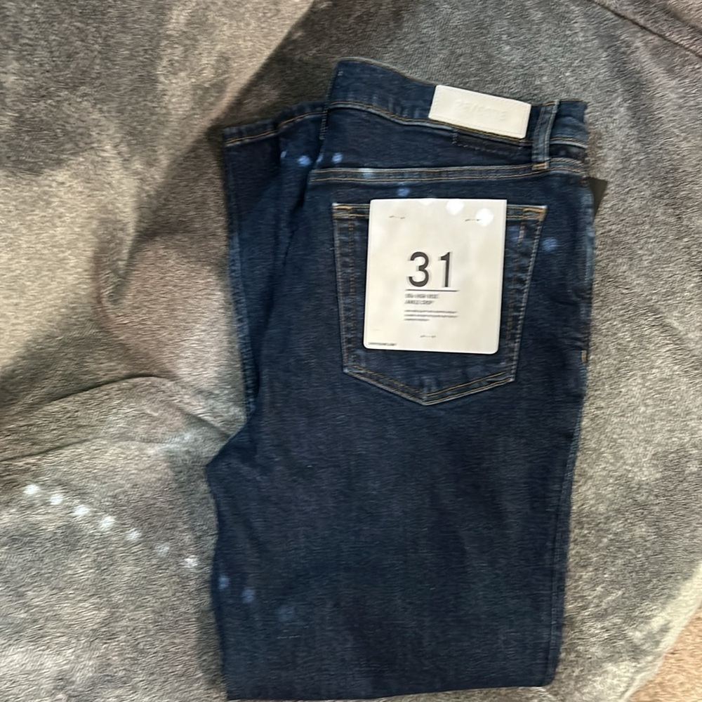 RE/DONE Women’s ‘90s Dark Wash High Rise Ankle‎ Crop Button Fly Jeans SZ 31 NWT - Picture 15 of 15
